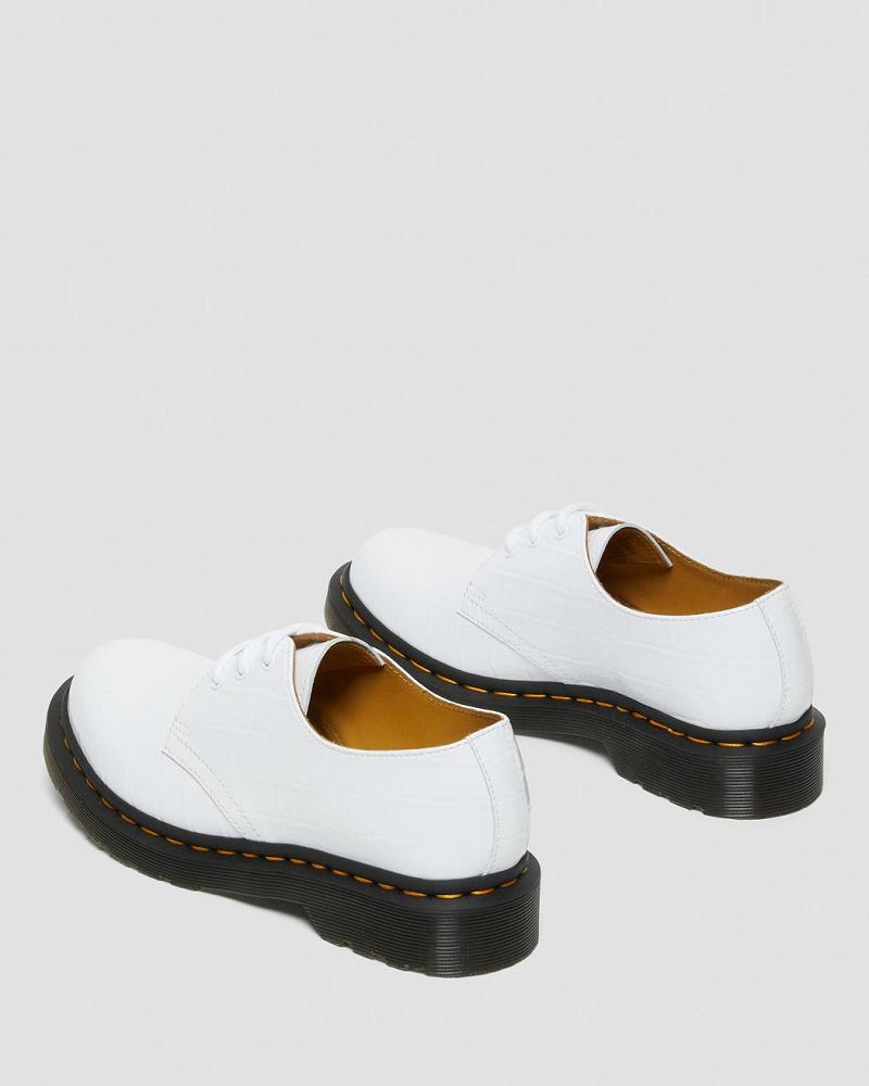 Zapatos Oxford Dr Martens 1461 Charol Croc Emboss Cuero Mujer Blancos | MX 432VRW